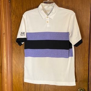 Nike Golf Polo Shirt with Purple and Black Stripes
